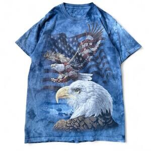 Vintage The Mountain Bald Eagle USA Tie Dye Graphic T-Shirt Size M